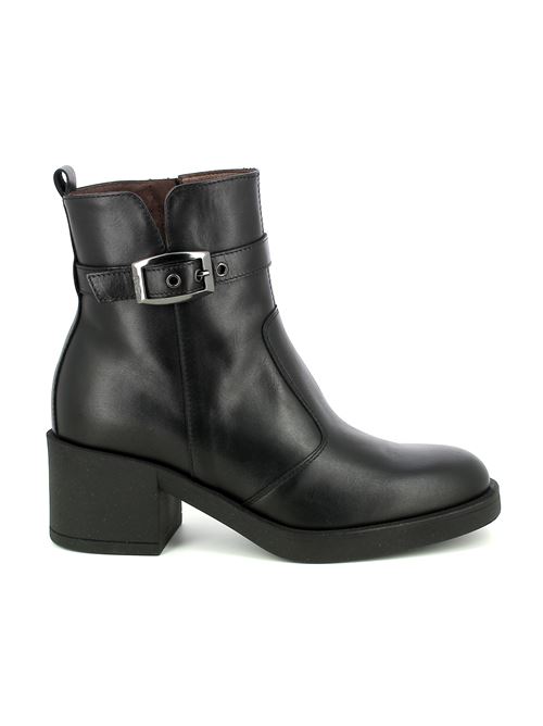 tronchetto da donna in pelle nera con tacco largo 5 cm NERO GIARDINI | I513870D100